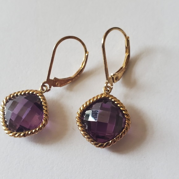 Source Unknown Jewelry - Amethyst Drop Earrings